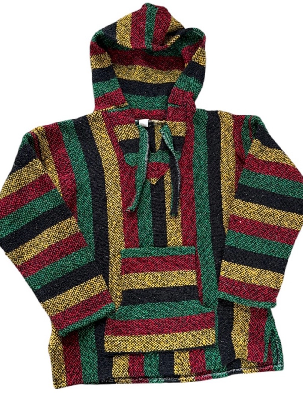 Striped Baja Hoodie Sweatshirt in Red, Green & Yellow. Rasta.